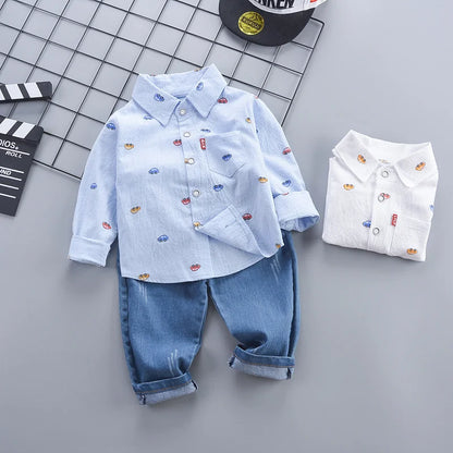 Ensemble Enfant Chic 2 Pièces – Chemise à Col + Pantalon (Unisexe, 4–6 ans)