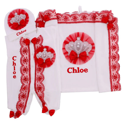 Coffret naissance luxe bébé – Ensemble “Prince & Princesse” sortie d’hôpital en coton brodé (cadeau nouveau-né)