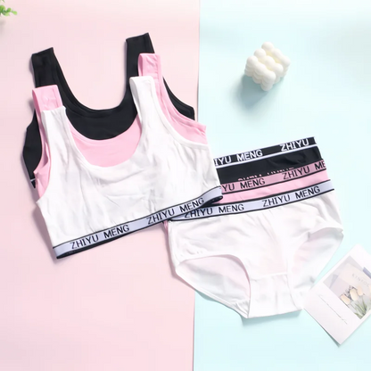 Ensemble Brassière & Culotte Fille en Coton – Doux, Confortable & Sans Fil