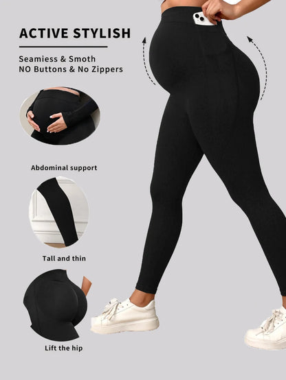 Legging Sport Maternité Premium – Poches & Maintien Confort