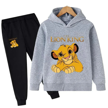 Ensemble enfant à capuche motif lion – Sweat + pantalon confortable (2 pièces)