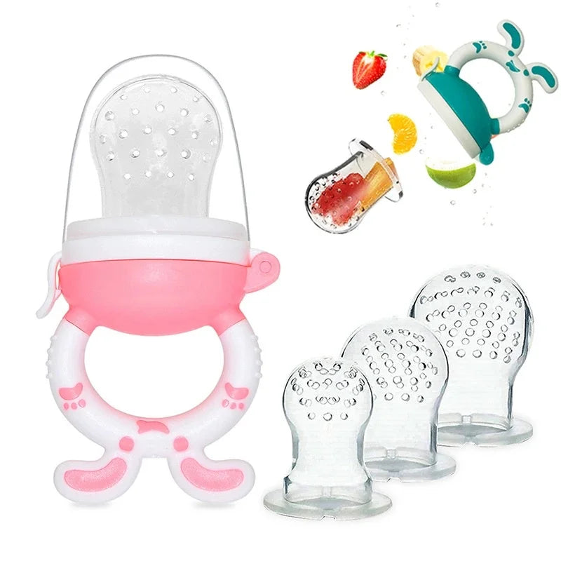 Mangeoire à fruits 3-en-1 en silicone pour bébé – Sucette alimentaire sécurisée