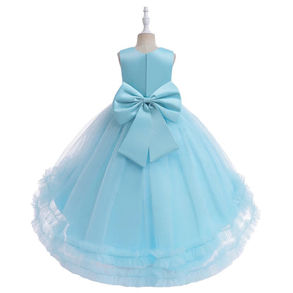 Robe Princesse Fille Traîne Tulle – Cérémonie, Mariage, Anniversaire & Noël (2–10 ans)