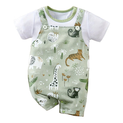 Ensemble Bébé Safari – Barboteuse Salopette + Body (0–12 mois)