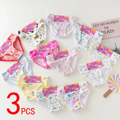 Lot de 3 culottes en coton pour filles, slips courts pour enfants, sous-vêtements pour enfants, Shorts de dessin animé, culottes en dentelle mignonnes, nouvelle collection 2024