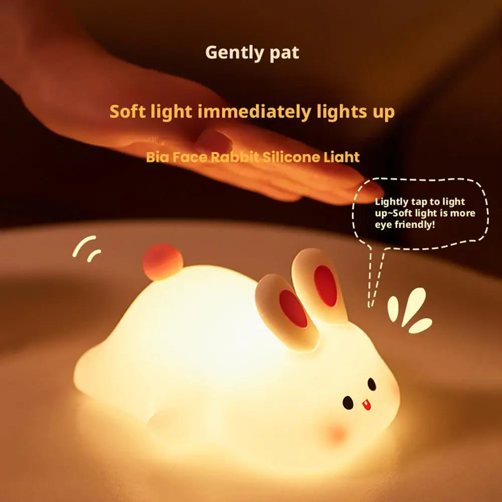 Veilleuse Lapin Bébé Silicone – Lampe Nuit Apaisante Rechargeable
