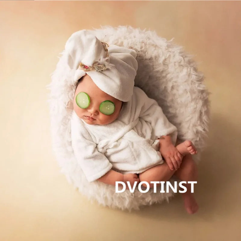 Ensemble Photo Nouveau-Né – Peignoir et Écharpe pour Bébé (0-1 mois)