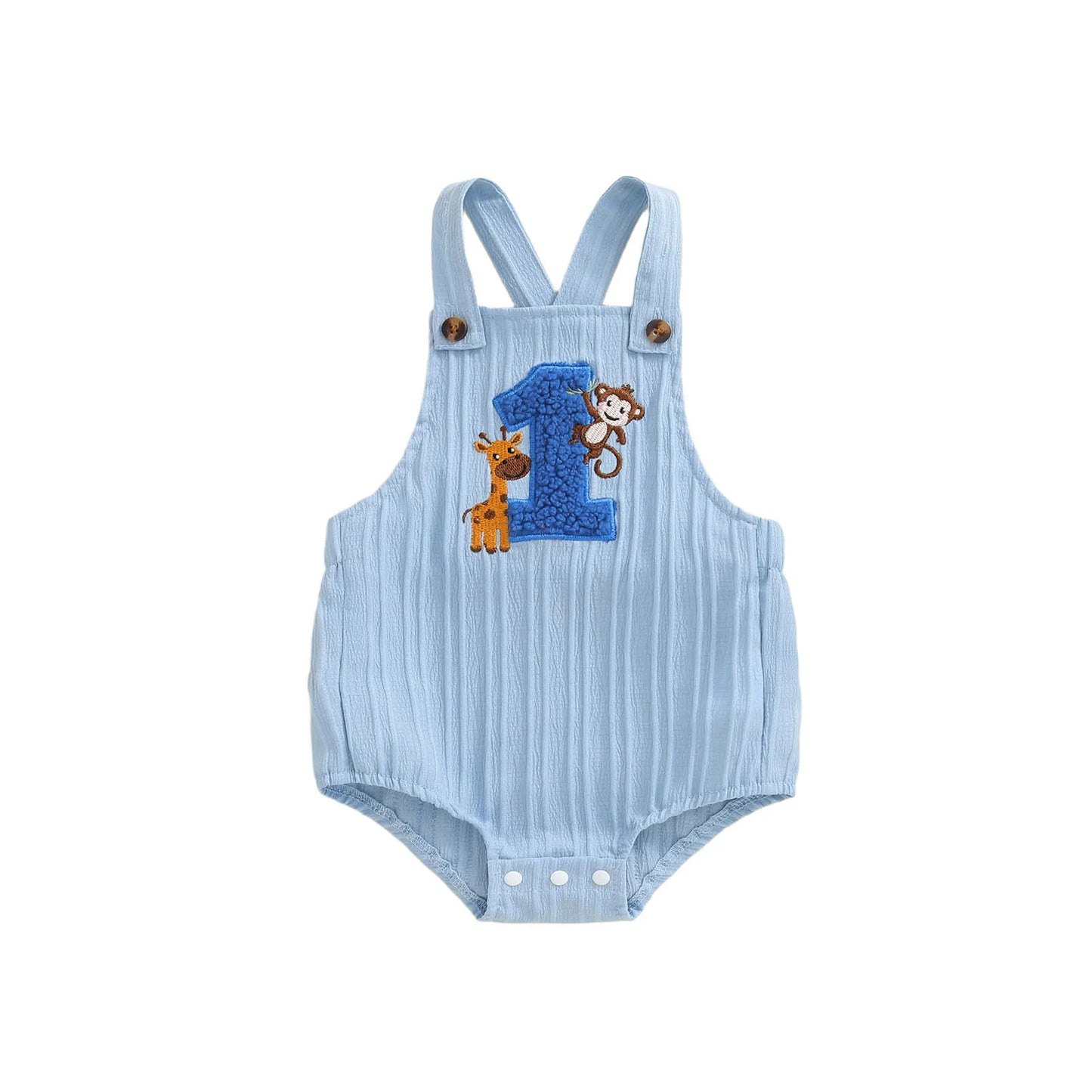 Barboteuse bébé ours “1 an” – Salopette douce unisexe (6–18 mois)