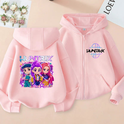 Sweat à Capuche Zippé Enfant – Style K-Pop Moderne (7–12 ans)