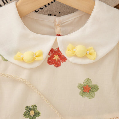 Robe Bébé Fille Fleurie d’Été + Petit Sac Offert (1–2 ans) – Coton/Polyester