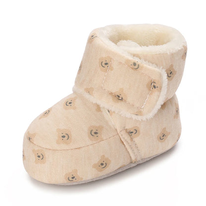 Chaussons Bébé Ourson en Coton Doux – Semelle Souple & Intérieur Moelleux