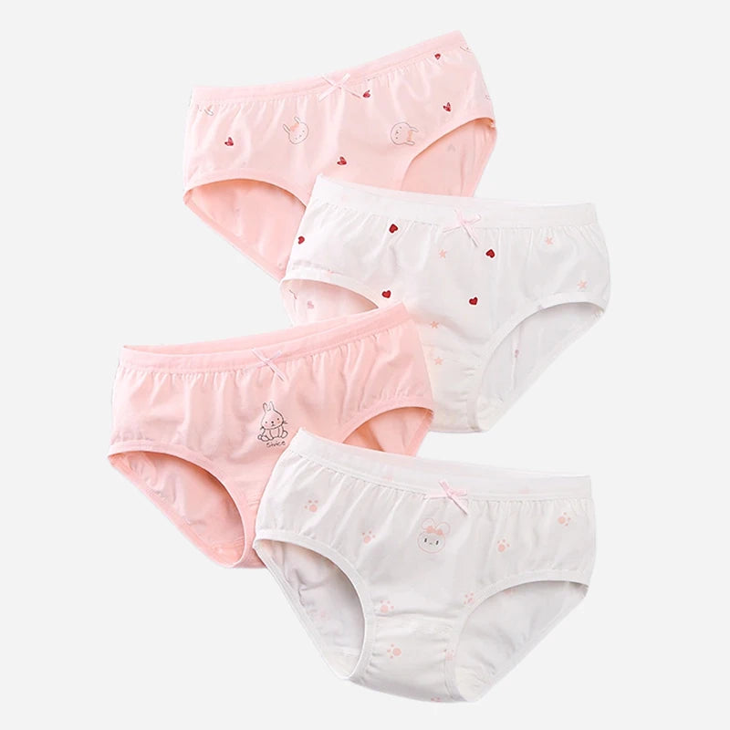 Culotte Anti-Adorable en Coton pour Fille de 3 à 8 Ans, Sous-vêtement Doux et Respirant, Motif Dessin Animé, Collection Été, 2024, 4 Pièces