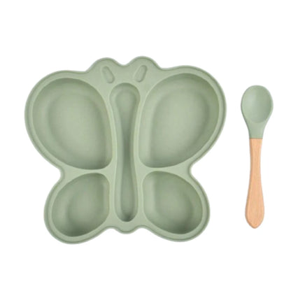 Pack Repas Bébé Zéro Dégât – Assiette Silicone Antidérapante + Bavoir | Spécial Parents