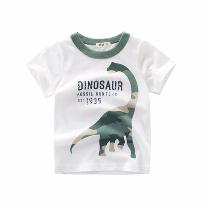 OLEKID 2025 Summer Children Boys Clothing Printed Cartoon Boys T-Shirts 2-8 Years Kids Baby Boy Tops Short Sleeve Toddler Tees