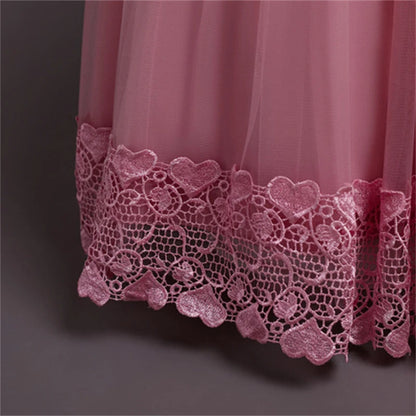 Robe de Princesse en Tulle & Dentelle – Cérémonie & Fête pour Fille (7–13 ans)