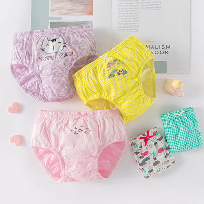 Lot de Sous-Vêtements Fille 100% Coton – Motifs Chats Mignons & Confort Doux