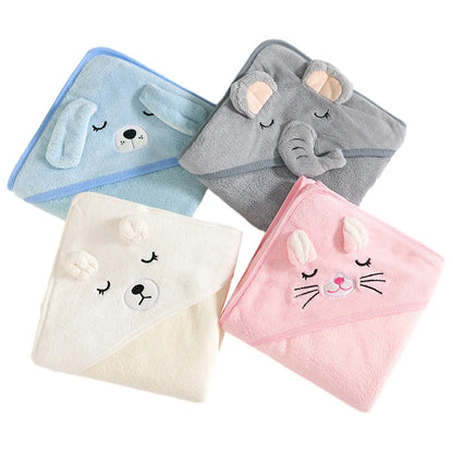 Serviettes de bain pour bébé, animaux de dessin animé, douces, à capuche, pour nouveau-né, couverture, peignoir pour tout-petits, lange d'emmaillotage chaud pour garçons et filles