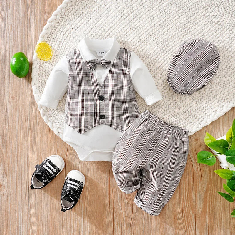 Ensemble Petit Gentleman – Tenue Chic Bébé à Carreaux