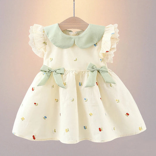 Robe Princesse d’Été pour Petite Fille – Élégante en Dentelle avec Manches à Volants
