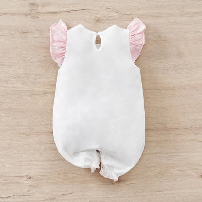 Barboteuse d’été bébé fille sans manches – Motif lapin – 0 à 18 mois