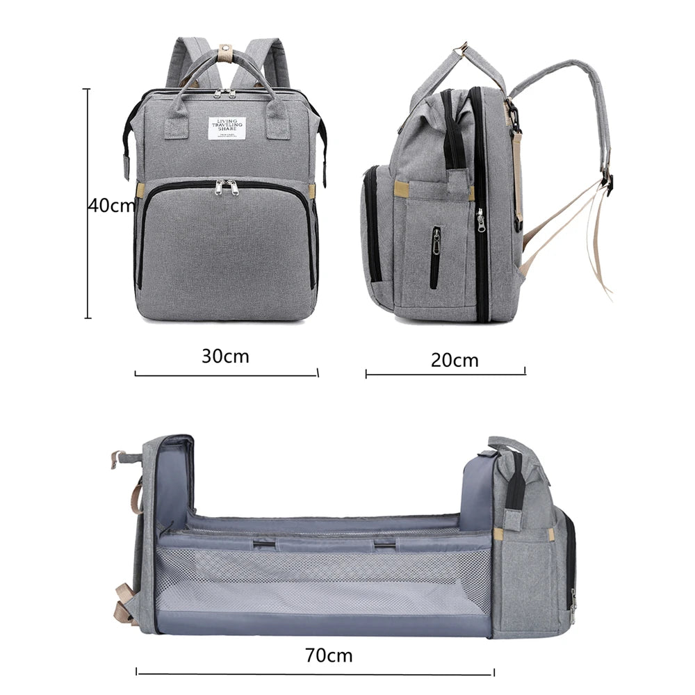 Sac à Dos Bébé Multifonction avec Lit Pliant – Sac à Langer Grande Capacité
