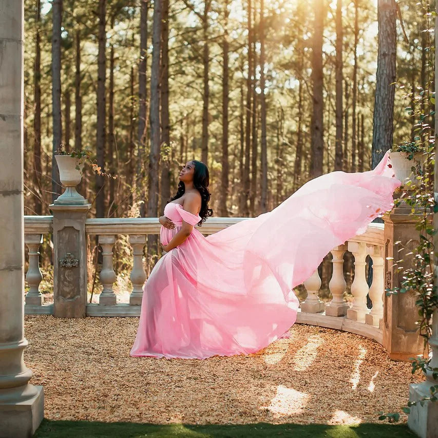 Robe Longue Maternité Séance Photo – Élégance Royale