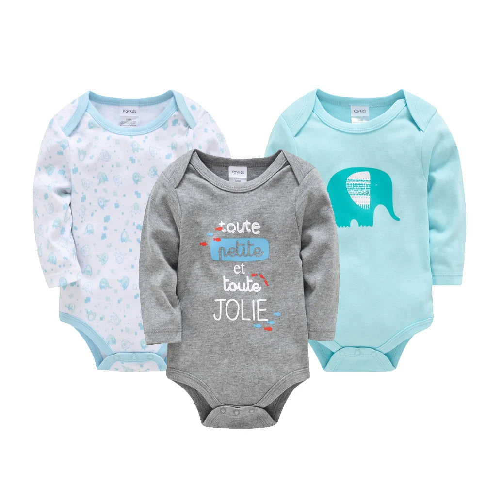 Lot de 3 ou 6 Bodies Bébé Garçon en Coton – Confort Doux & Motifs Adorables (0–12 mois)