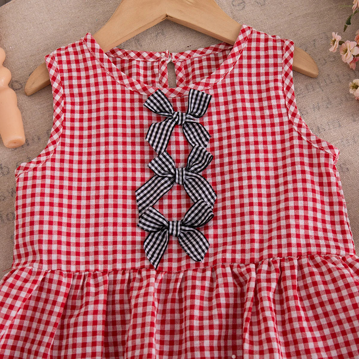 Ensemble Petite Princesse – Tenue d’Été Bébé Fille à Carreaux