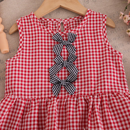Ensemble Petite Princesse – Tenue d’Été Bébé Fille à Carreaux