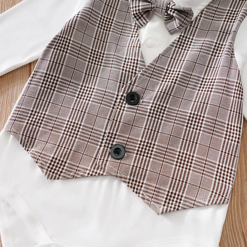 Ensemble Petit Gentleman – Tenue Chic Bébé à Carreaux