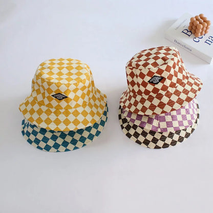 Bob Bébé & Enfant à Motif Damier – Chapeau Léger et Stylé pour le Soleil (Garçon & Fille)