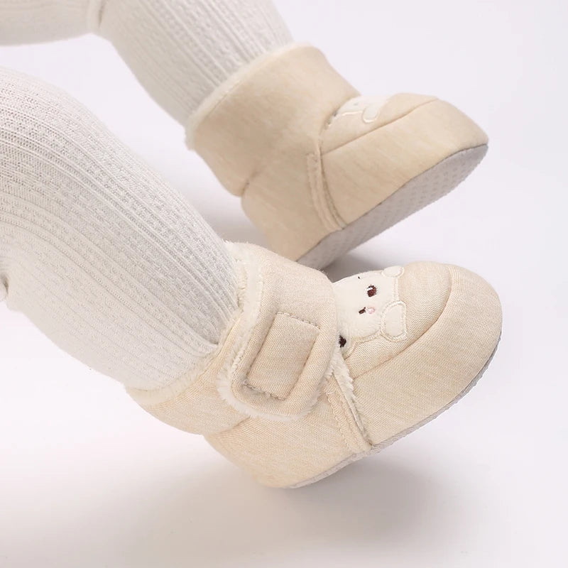 Chaussons Bébé Ourson en Coton Doux – Semelle Souple & Intérieur Moelleux