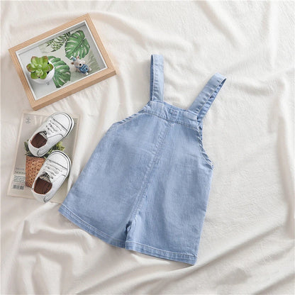 Salopette d’Été Bébé Garçon – Short en Denim avec Ourson