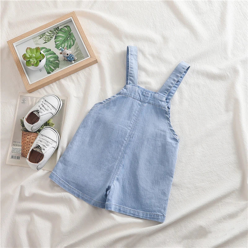 Salopette bébé garçon en jean – Barboteuse d’été douce avec motif animal (9–36 mois)