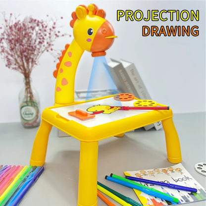 Table à dessin avec projecteur lumineux pour enfants – Planche d’écriture et de dessin multifonctionnelle éducative
