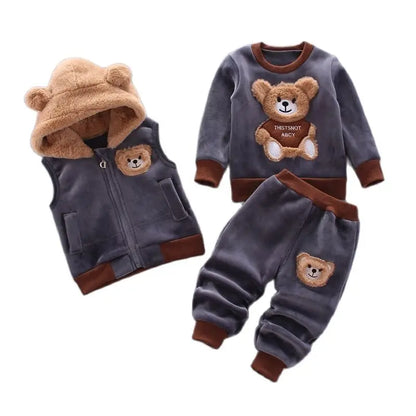 Ensemble Bébé 3 Pièces Douillet – Capuche & Pantalon (Unisexe)
