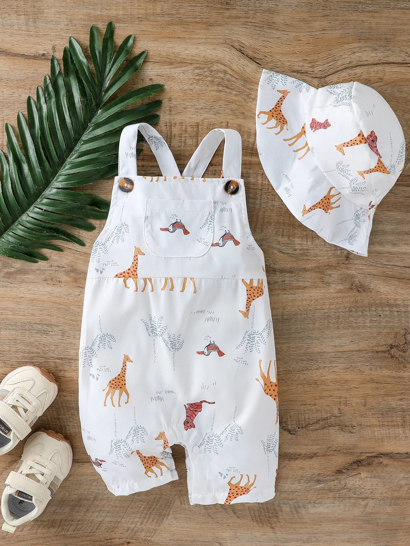 2 pièces bébé garçons été manches combinaison dessin animé Animal pour 1-3Y Bobysuit vêtements décontracté mode salopette vêtements + chapeau