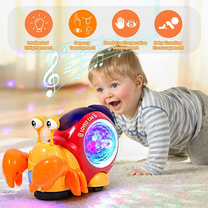 Crabe Musical Interactif pour Bébé – Jouet Lumineux pour Ramper et Bouger