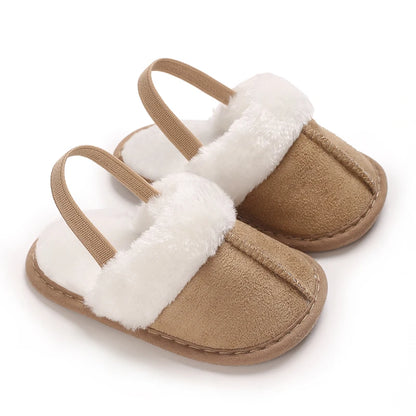 Pantoufles bébé coton doublées – Chaudes & confortables – Semelle douce (0–18 mois)