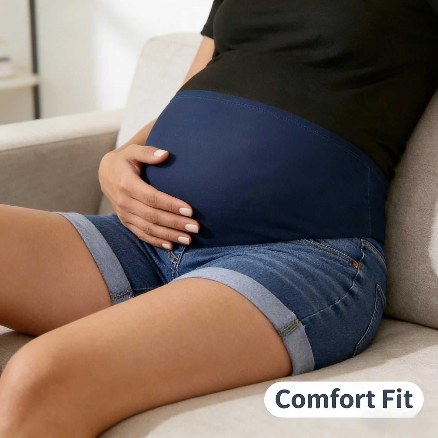 Short de Maternité en Jean – Confort d’Été pour Future Maman