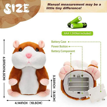 Peluche hamster qui répète la voix – Jouet interactif rigolo – Cadeau enfant