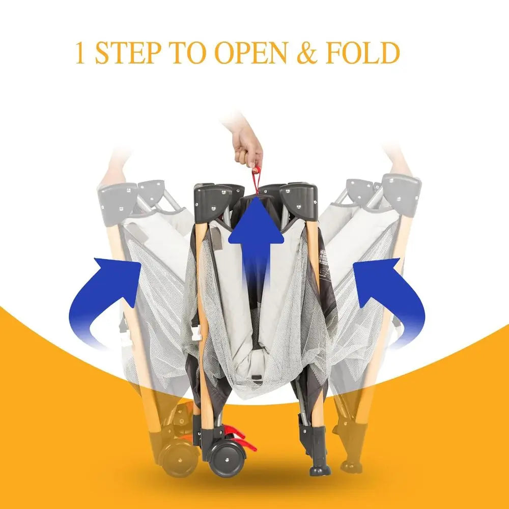 Berceau pliable portable 5-en-1 pour bébé – Installation rapide à une main, avec table à langer et matelas