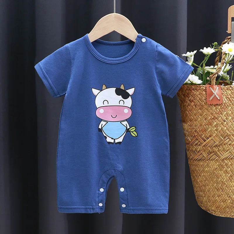 Barboteuse d'été pour bébés filles, vêtements en coton à manches courtes, combinaison pour nouveau-né garçon, body pour nouveau-nés