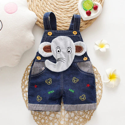 Salopette d’Été Bébé Garçon – Short en Denim avec Ourson