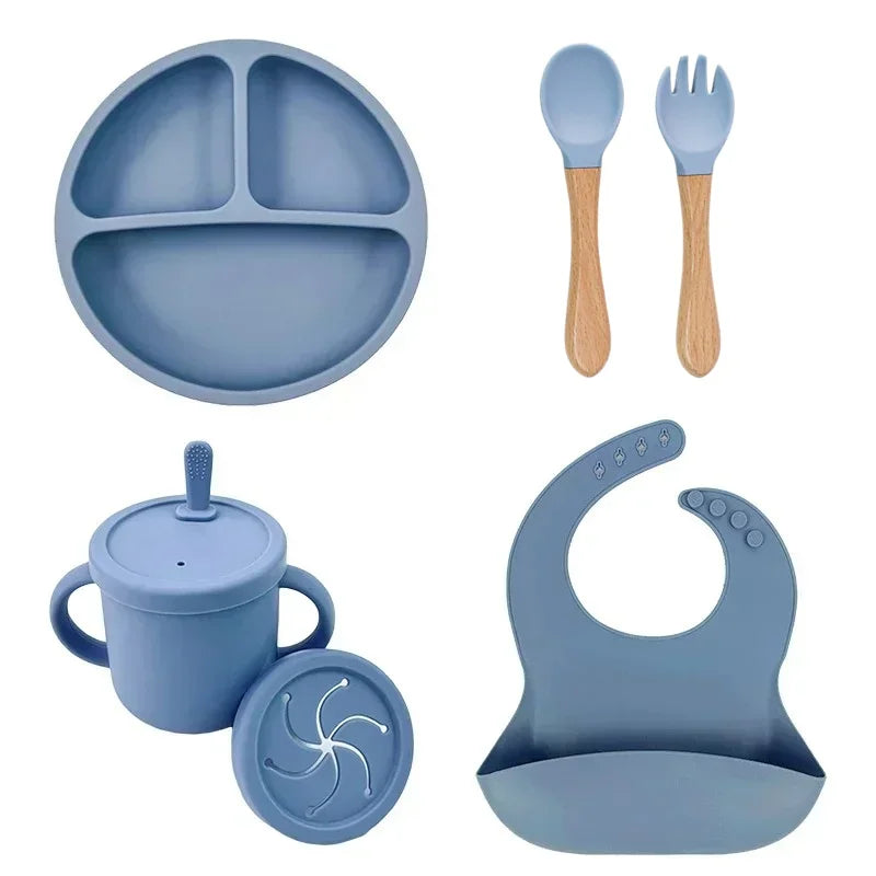 Ensemble repas enfant en silicone alimentaire – Assiette, bol, tasse & accessoires