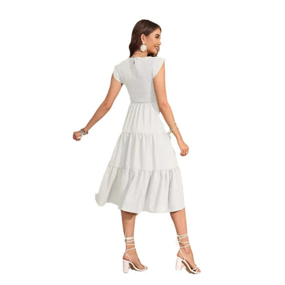Robe Maternité Élégance Plissée – Manches Volantes Romantiques
