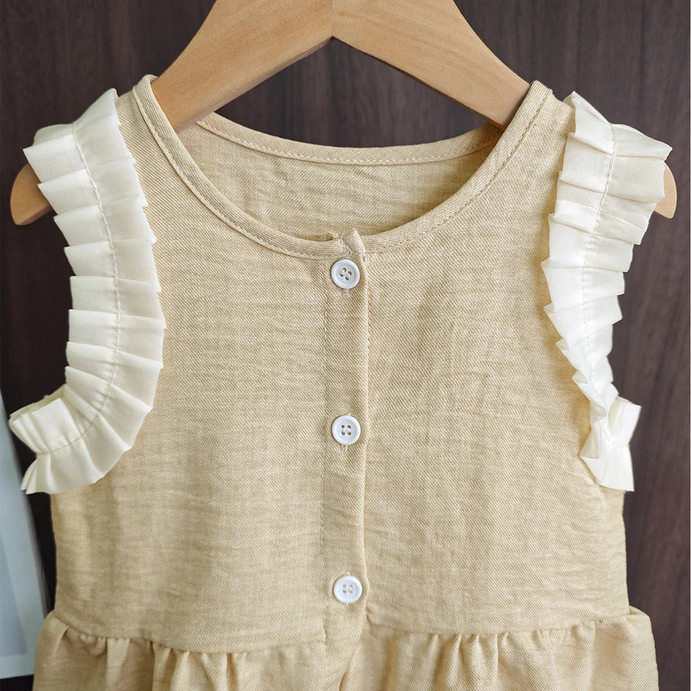 Ensemble Fille 2 Pièces Bleu – Haut Sans Manches & Pantalon Large (4–6 ans)