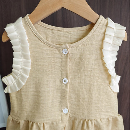 Ensemble Fille 2 Pièces Bleu – Haut Sans Manches & Pantalon Large (4–6 ans)