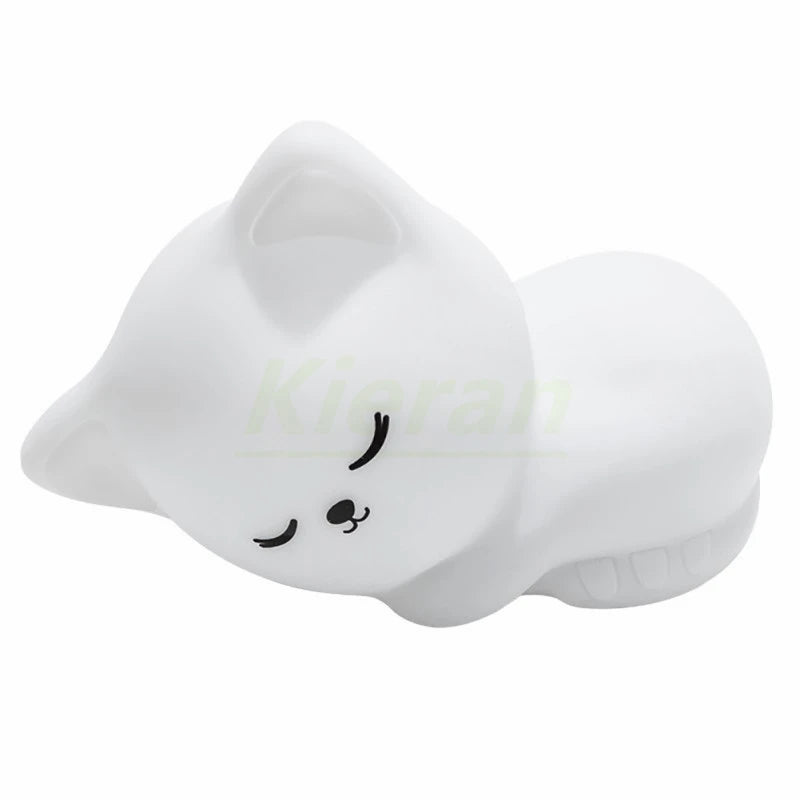 Veilleuse bébé chat en silicone tactile rechargeable – Lampe de nuit douce multicolore
