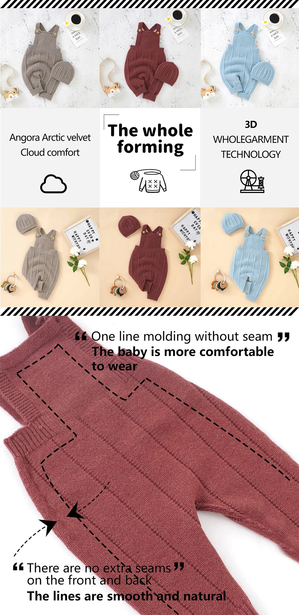 Ensemble Bébé Douceur Naturelle – Salopette Tricotée & Haut Coton